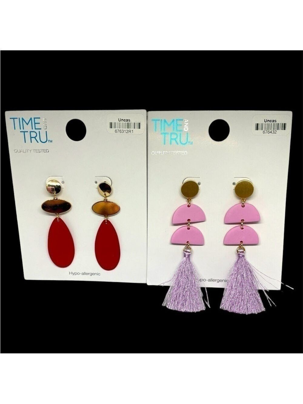 Time and Tru Drop Earrings Set Gold-tone Stud NWT